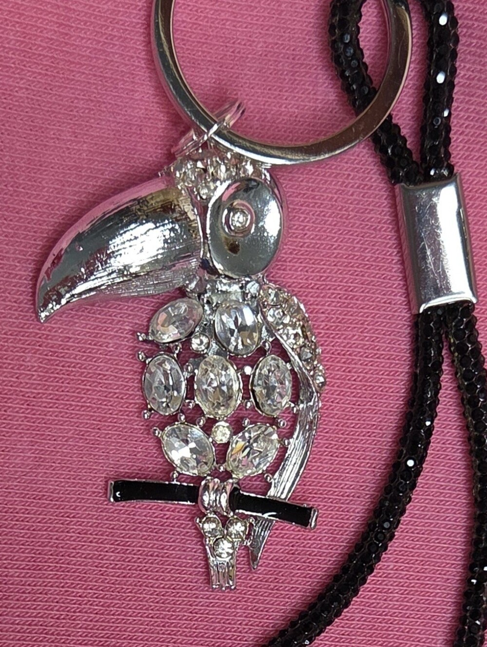 Upcycled Vintage Rhinestone Brooch - Now Toucan Keychain - Rare Tropical Charm